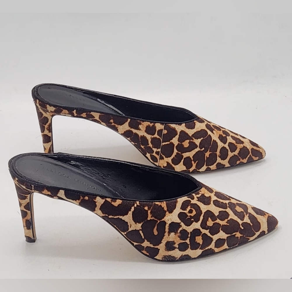 Rebecca Minkoff Gabien Leopard Calf Hair Point Toe Stiletto Mules 9.5 M - Picture 13 of 13